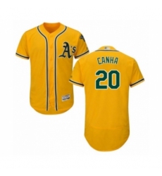 Men's Oakland Athletics #20 Mark Canha Gold Alternate Flex Base Authentic Collection Baseball Player Jersey