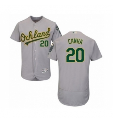 Men's Oakland Athletics #20 Mark Canha Grey Road Flex Base Authentic Collection Baseball Player Jersey