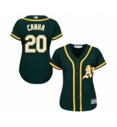 Women's Oakland Athletics #20 Mark Canha Authentic Green Alternate 1 Cool Base Baseball Player Jersey