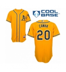 Youth Oakland Athletics #20 Mark Canha Authentic Gold Alternate 2 Cool Base Baseball Player Jersey