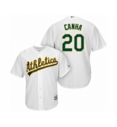 Youth Oakland Athletics #20 Mark Canha Authentic White Home Cool Base Baseball Player Jersey