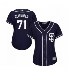 Women's San Diego Padres #71 Edward Olivares Authentic Navy Blue Alternate 1 Cool Base Baseball Player Jersey