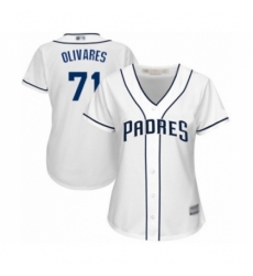 Women's San Diego Padres #71 Edward Olivares Authentic White Home Cool Base Baseball Player Jersey