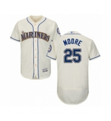 Men's Seattle Mariners #25 Dylan Moore Cream Alternate Flex Base Authentic Collection Baseball Player Jersey