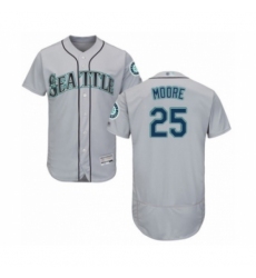 Men's Seattle Mariners #25 Dylan Moore Grey Road Flex Base Authentic Collection Baseball Player Jersey