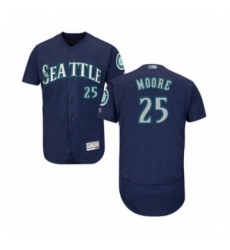 Men's Seattle Mariners #25 Dylan Moore Navy Blue Alternate Flex Base Authentic Collection Baseball Player Jersey