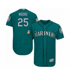 Men's Seattle Mariners #25 Dylan Moore Teal Green Alternate Flex Base Authentic Collection Baseball Player Jersey