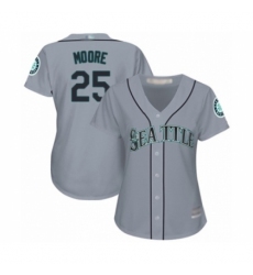 Women's Seattle Mariners #25 Dylan Moore Authentic Grey Road Cool Base Baseball Player Jersey