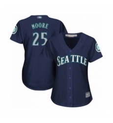 Women's Seattle Mariners #25 Dylan Moore Authentic Navy Blue Alternate 2 Cool Base Baseball Player Jersey