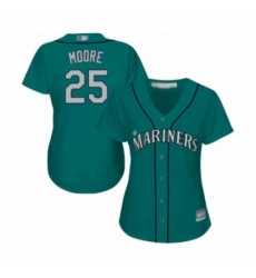 Women's Seattle Mariners #25 Dylan Moore Authentic Teal Green Alternate Cool Base Baseball Player Jersey