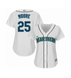 Women's Seattle Mariners #25 Dylan Moore Authentic White Home Cool Base Baseball Player Jersey