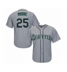 Youth Seattle Mariners #25 Dylan Moore Authentic Grey Road Cool Base Baseball Player Jersey