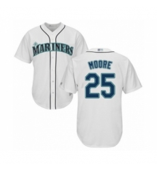 Youth Seattle Mariners #25 Dylan Moore Authentic White Home Cool Base Baseball Player Jersey