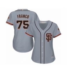 Women's San Francisco Giants #75 Enderson Franco Authentic Grey Road 2 Cool Base Baseball Player Jersey