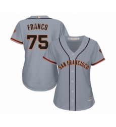 Women's San Francisco Giants #75 Enderson Franco Authentic Grey Road Cool Base Baseball Player Jersey