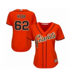 Women's San Francisco Giants #62 Logan Webb Authentic Orange Alternate Cool Base Baseball Player Jersey