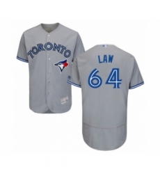 Men's Toronto Blue Jays #64 Derek Law Grey Road Flex Base Authentic Collection Baseball Player Jersey