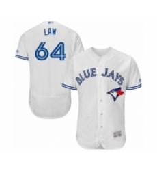 Men's Toronto Blue Jays #64 Derek Law White Home Flex Base Authentic Collection Baseball Player Jersey