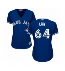 Women's Toronto Blue Jays #64 Derek Law Authentic Blue Alternate Baseball Player Jersey