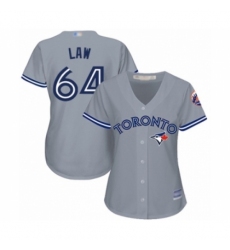 Women's Toronto Blue Jays #64 Derek Law Authentic Grey Road Baseball Player Jersey