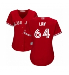 Women's Toronto Blue Jays #64 Derek Law Authentic Scarlet Alternate Baseball Player Jersey