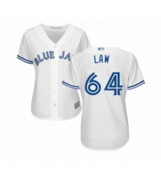 Women's Toronto Blue Jays #64 Derek Law Authentic White Home Baseball Player Jersey