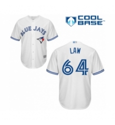 Youth Toronto Blue Jays #64 Derek Law Authentic White Home Baseball Player Jersey