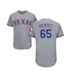 Men's Texas Rangers #65 Yohander Mendez Grey Road Flex Base Authentic Collection Baseball Player Jersey