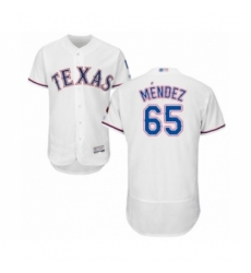 Men's Texas Rangers #65 Yohander Mendez White Home Flex Base Authentic Collection Baseball Player Jersey