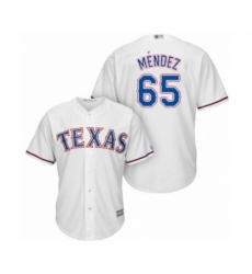 Youth Texas Rangers #65 Yohander Mendez Authentic White Home Cool Base Baseball Player Jersey