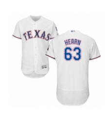 Men's Texas Rangers #63 Taylor Hearn White Home Flex Base Authentic Collection Baseball Player Jersey