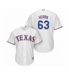 Youth Texas Rangers #63 Taylor Hearn Authentic White Home Cool Base Baseball Player Jersey