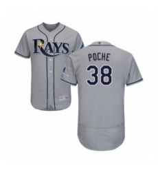 Men's Tampa Bay Rays #38 Colin Poche Grey Road Flex Base Authentic Collection Baseball Player Jersey