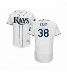 Men's Tampa Bay Rays #38 Colin Poche Home White Home Flex Base Authentic Collection Baseball Player Jersey