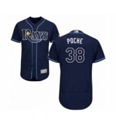 Men's Tampa Bay Rays #38 Colin Poche Navy Blue Alternate Flex Base Authentic Collection Baseball Player Jersey