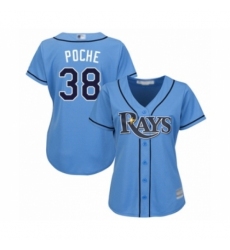 Women's Tampa Bay Rays #38 Colin Poche Authentic Light Blue Alternate 2 Cool Base Baseball Player Jersey