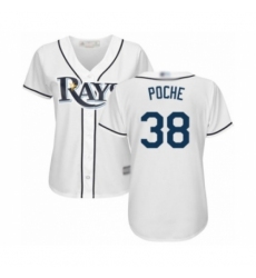 Women's Tampa Bay Rays #38 Colin Poche Authentic White Home Cool Base Baseball Player Jersey