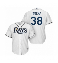 Youth Tampa Bay Rays #38 Colin Poche Authentic White Home Cool Base Baseball Player Jersey