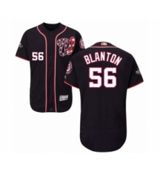 Men's Washington Nationals #56 Joe Blanton Navy Blue Alternate Flex Base Authentic Collection 2019 World Series Bound Baseball Jersey