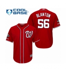 Youth Washington Nationals #56 Joe Blanton Authentic Red Alternate 1 Cool Base 2019 World Series Champions Baseball Jersey