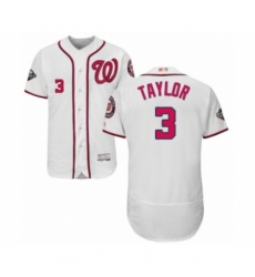 Men's Washington Nationals #3 Michael Taylor White Home Flex Base Authentic Collection 2019 World Series Bound Baseball Jersey