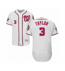 Men's Washington Nationals #3 Michael Taylor White Home Flex Base Authentic Collection 2019 World Series Champions Baseball Jersey