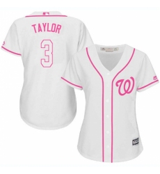 Women's Majestic Washington Nationals #3 Michael Taylor Authentic White Fashion Cool Base MLB Jersey