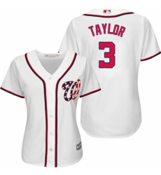 Women's Majestic Washington Nationals #3 Michael Taylor Authentic White Home Cool Base MLB Jersey