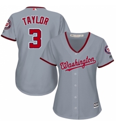 Women's Majestic Washington Nationals #3 Michael Taylor Replica Grey Road Cool Base MLB Jersey