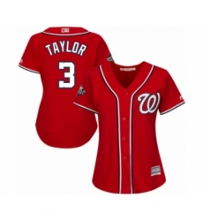 Women's Washington Nationals #3 Michael Taylor Authentic Red Alternate 1 Cool Base 2019 World Series Bound Baseball Jersey