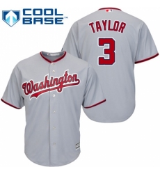 Youth Majestic Washington Nationals #3 Michael Taylor Replica Grey Road Cool Base MLB Jersey