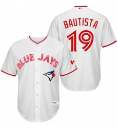 Men's Majestic Toronto Blue Jays #19 Jose Bautista Authentic White 2015 Canada Day MLB Jersey