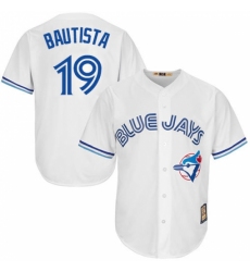 Men's Majestic Toronto Blue Jays #19 Jose Bautista Replica White Cooperstown MLB Jersey