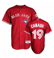 Women's Majestic Toronto Blue Jays #19 Jose Bautista Authentic Red Canada Day MLB Jersey